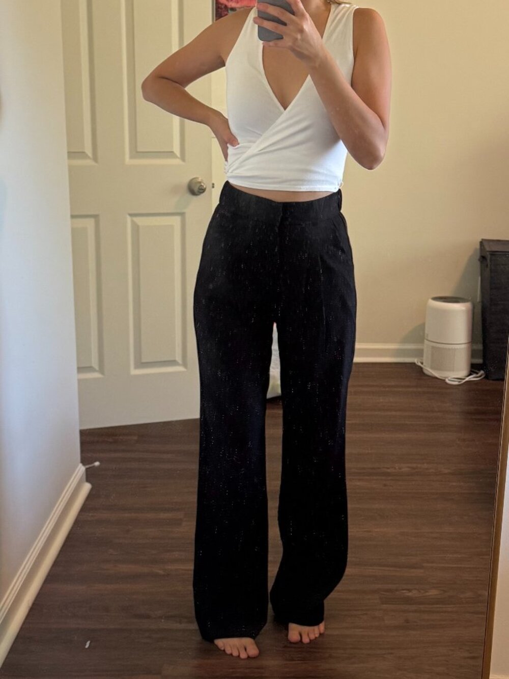 Black Straight Leg Trousers Mint Condition (Size Small)